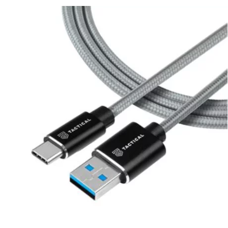 Tactical Cablu Date si Incarcare USB-A/ USB-C Fast Rope Kevlar Gri 1 M