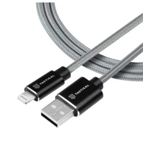 Tactical Cablu Date si Incarcare USB-A/ Lightning MFi Fast Rope Kevlar Gri 1 M