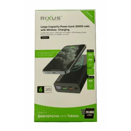 Baterie Externa Rixus Wireless 20.000 mAh