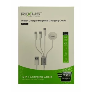 Rixus Cablu Date si Incarcare 4 in 1 Alb 1.2M