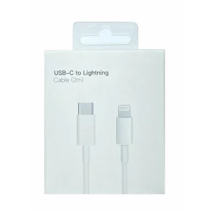 Cablu Date Si Incarcare USB Type-C To Lightning 2M Alb Retail Box (Compatibil)