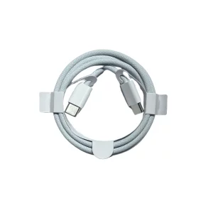 Cablu Date si Incarcare iPhone Seria 15 Material Tesut Ultrarezistent USB-C/ USB-C 60W 100cm Alb (Compatibil)