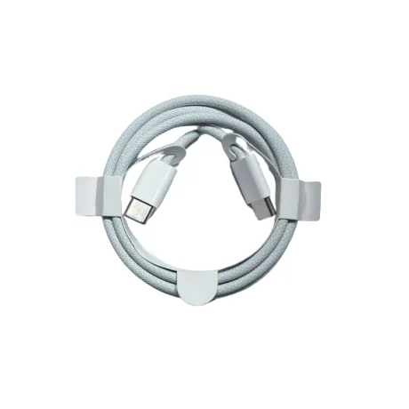 Cablu Date si Incarcare Seria 15 Material Tesut Ultrarezistent USB-C/ USB-C 60W 100cm Alb (Compatibil)