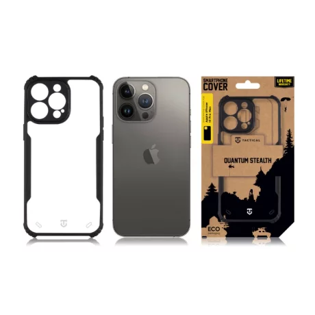 Husa iPhone 14 Pro Max Tactical Quantum Stealth Transparent/ Negru