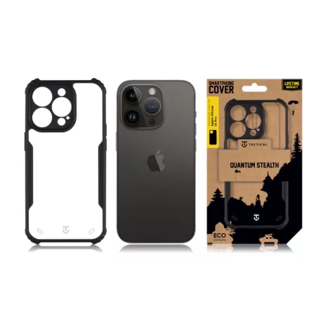 Husa iPhone 14 Pro Tactical Quantum Stealth Transparent/ Negru