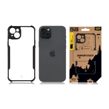 Husa iPhone 15 Plus Tactical Quantum Stealth Transparent/ Negru