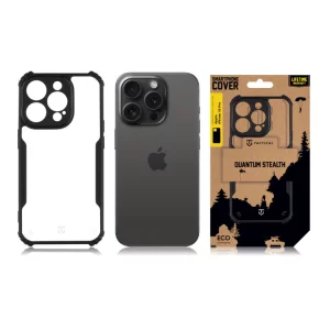 Husa iPhone 15 Pro Tactical Quantum Stealth Transparent/ Negru