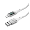 Cablu Date si Incarcare Rixus USB-A to Lightning Impletit cu afisaj LED 1M Alb (Compatibil)
