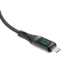 Cablu Date si Incarcare Rixus USB-A to Lightning Impletit cu Afisaj LED 1M Negru (Compatibil)