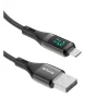 Cablu Date si Incarcare Rixus USB-A to Lightning Impletit cu Afisaj LED 1M Negru (Compatibil)