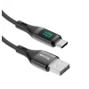 Cablu Date si Incarcare Rixus USB-A / USB-C Impletit cu Afisaj LED 1M Negru (Compatibil)