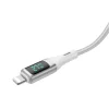 Cablu Date si Incarcare Rixus USB-C to Lightning Impletit cu afisaj LED 1M Alb (Compatibil)