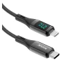 Cablu Date si Incarcare Rixus USB-C to Lightning Impletit cu Afisaj LED 1M Negru (Compatibil)