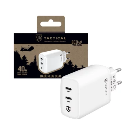 Incarcator Retea Dual 2 x USB-C 40W Tactical Alb