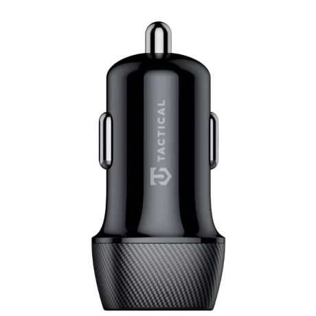 Incarcator Auto Dual 2 x USB-A 12W Negru cu Cablu USB-A/ Lightning MFi Fast Rope Gri 0.3 M Tactical