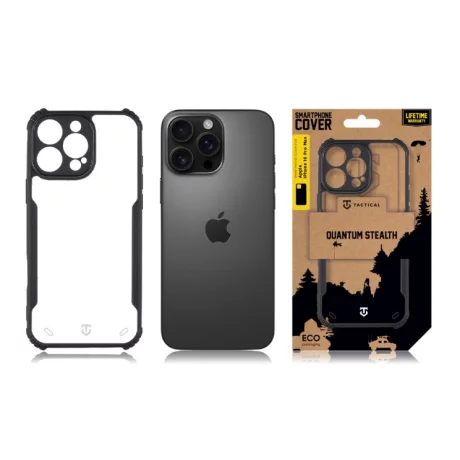 Husa iPhone 16 Pro Max Tactical Quantum Stealth Transparent/ Negru
