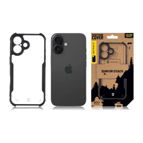 Husa iPhone 16 Tactical Quantum Stealth Transparent/ Negru