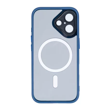 Husa iPhone 16 Plus Rixus Magsafe cu Protectie Metalica Integrata pentru Camera Albastru Inchis