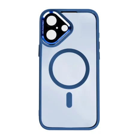 Husa iPhone 16 Plus Rixus Magsafe cu Protectie Metalica Integrata pentru Camera Albastru Inchis