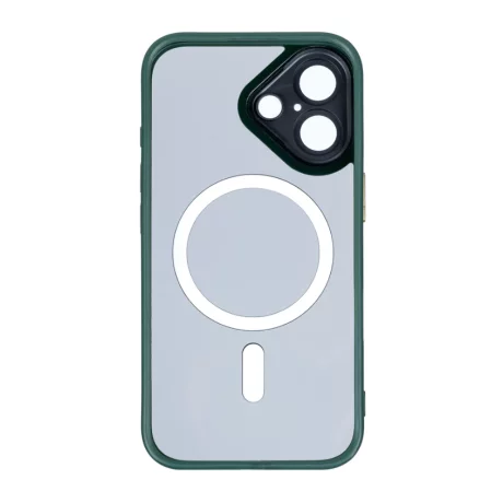 Husa iPhone 16 Plus Rixus Magsafe cu Protectie Metalica Integrata pentru Camera Verde Inchis