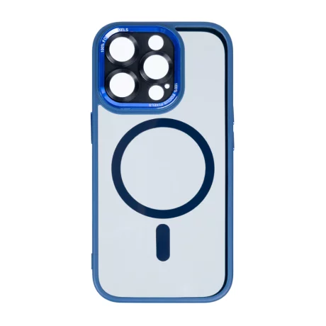 Husa iPhone 16 Pro Max Rixus Magsafe cu Protectie Metalica Integrata pentru Camera Albastru Inchis