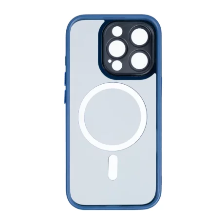Husa iPhone 16 Pro Max Rixus Magsafe cu Protectie Metalica Integrata pentru Camera Albastru Inchis