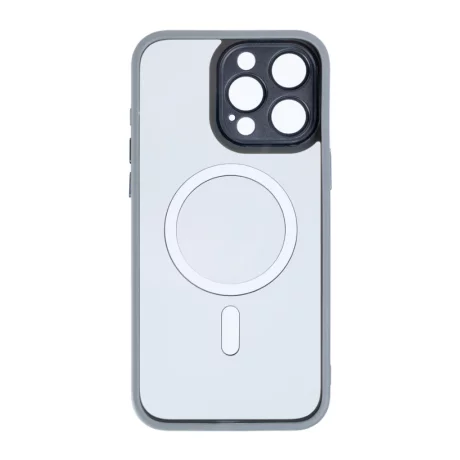 Husa iPhone 16 Pro Max Rixus Magsafe cu Protectie Metalica Integrata pentru Camera Gri