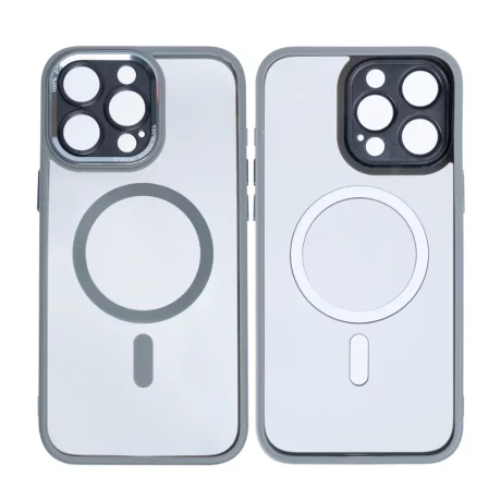 Husa iPhone 16 Pro Max Rixus Magsafe cu Protectie Metalica Integrata pentru Camera Gri