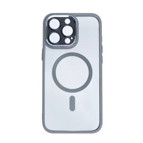 Husa iPhone 16 Pro Max Rixus Magsafe cu Protectie Metalica Integrata pentru Camera Gri