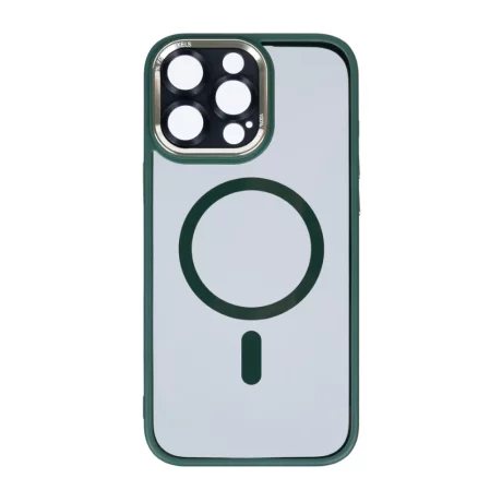 Husa iPhone 16 Pro Max Rixus Magsafe cu Protectie Metalica Integrata pentru Camera Verde Inchis