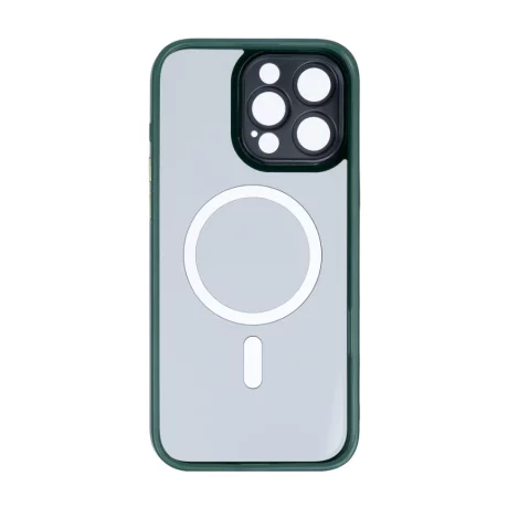 Husa iPhone 16 Pro Max Rixus Magsafe cu Protectie Metalica Integrata pentru Camera Verde Inchis