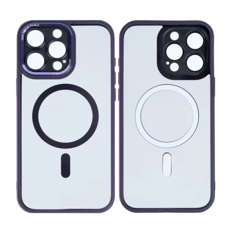 Husa iPhone 16 Pro Max Rixus Magsafe cu Protectie Metalica Integrata pentru Camera Violet