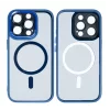 Husa iPhone 16 Pro Rixus Magsafe cu Protectie Metalica Integrata pentru Camera Albastru Inchis