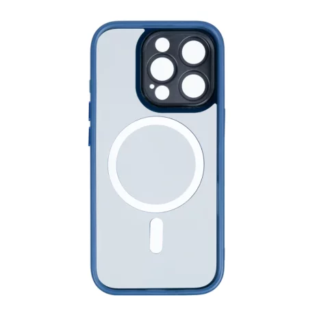 Husa iPhone 16 Pro Rixus Magsafe cu Protectie Metalica Integrata pentru Camera Albastru Inchis