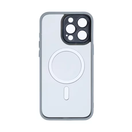 Husa iPhone 16 Pro Rixus Magsafe cu Protectie Metalica Integrata pentru Camera Gri
