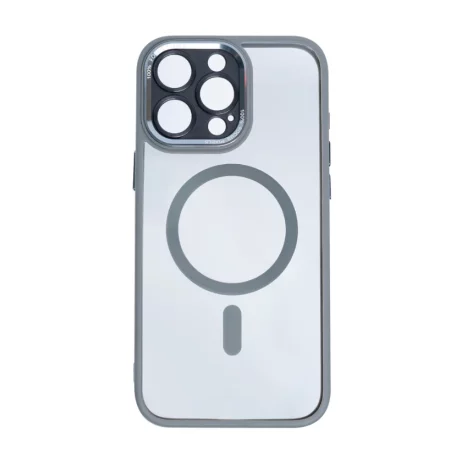 Husa iPhone 16 Pro Rixus Magsafe cu Protectie Metalica Integrata pentru Camera Gri
