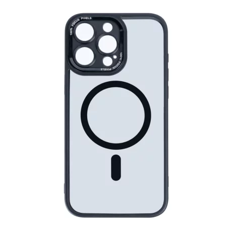 Husa iPhone 16 Pro Rixus Magsafe cu Protectie Metalica Integrata pentru Camera Neagra