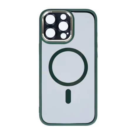 Husa iPhone 16 Pro Rixus Magsafe cu Protectie Metalica Integrata pentru Camera Verde Inchis