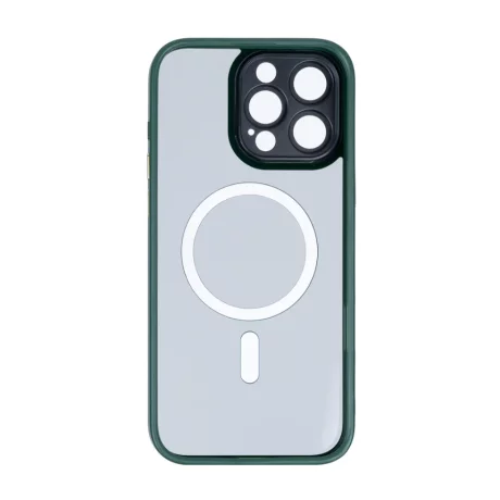 Husa iPhone 16 Pro Rixus Magsafe cu Protectie Metalica Integrata pentru Camera Verde Inchis