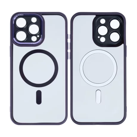 Husa iPhone 16 Pro Rixus Magsafe cu Protectie Metalica Integrata pentru Camera Violet