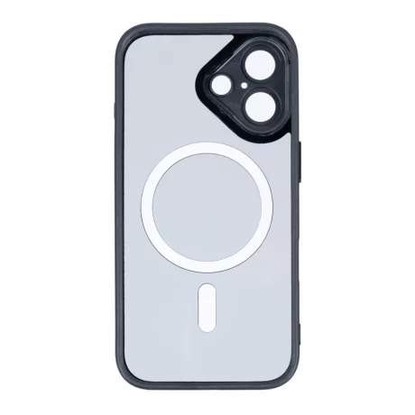 Husa iPhone 16 Rixus Magsafe cu Protectie Metalica Integrata pentru Camera Neagra