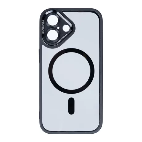 Husa iPhone 16 Rixus Magsafe cu Protectie Metalica Integrata pentru Camera Neagra