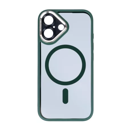 Husa iPhone 16 Rixus Magsafe cu Protectie Metalica Integrata pentru Camera Verde Inchis