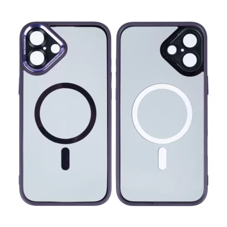 Husa iPhone 16 Rixus Magsafe cu Protectie Metalica Integrata pentru Camera Violet
