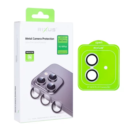Folie iPhone 16 / iPhone 16 Plus Sticla Camera cu Rama Verde
