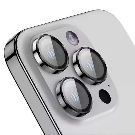 Folie iPhone 16 Pro/ iPhone 16 Pro Max Sticla Camera cu Rama Roz Auriu