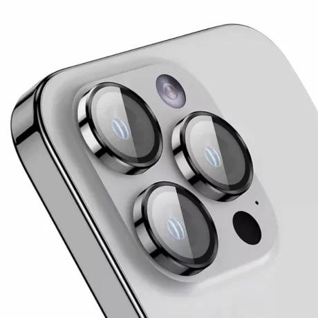 Folie iPhone 16 Pro/ iPhone 16 Pro Max Sticla Camera cu Rama Gri Argintiu
