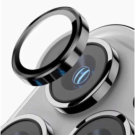 Folie iPhone 16 Pro/ iPhone 16 Pro Max Sticla Camera cu Rama Gri Argintiu