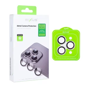 Folie iPhone 16 Pro/ iPhone 16 Pro Max Sticla Camera cu Rama Gri Argintiu