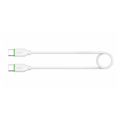 Cablu Date si Incarcare Rixus USB-C/ USB-C Incarcare Rapida 3M Alb